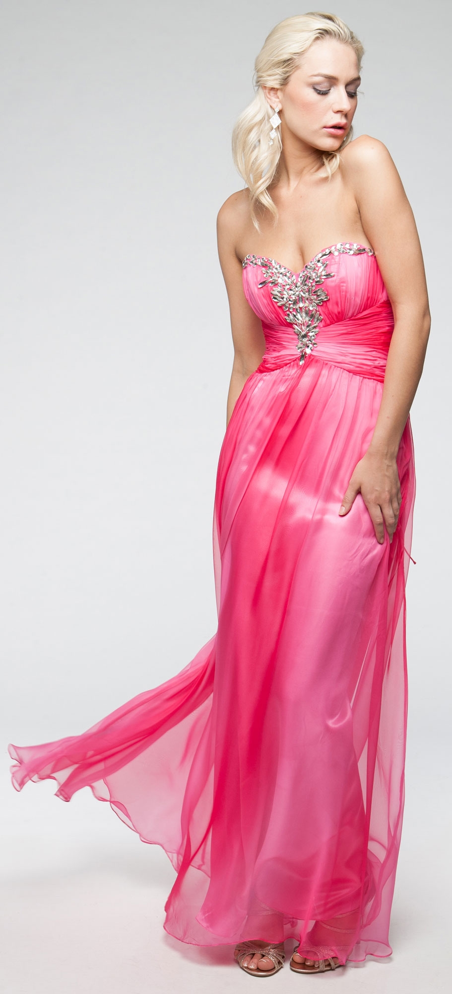 Strapless Two Tone Long Formal Prom Dress with Rhinestones — in alternative picture