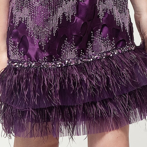 Strapless Short Cocktail Prom Dress with Feather Trim. — in an alternative picture