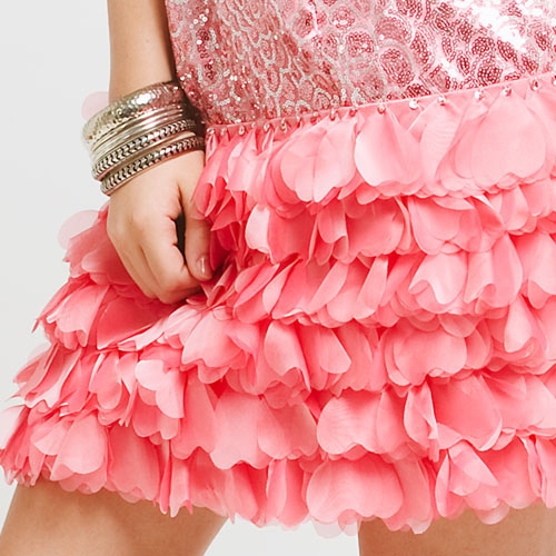Strapless Metallic Bodice Short Dress with Tiered Hem  — in an alternative picture