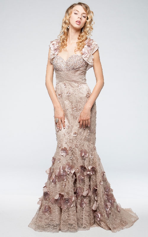 Mermaid Floral Lace Beaded Long Prom Pageant Dress — in an alternative image