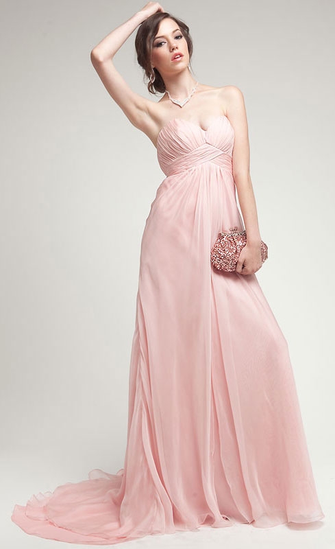 Strapless Double Layered Chiffon Formal Prom Dress