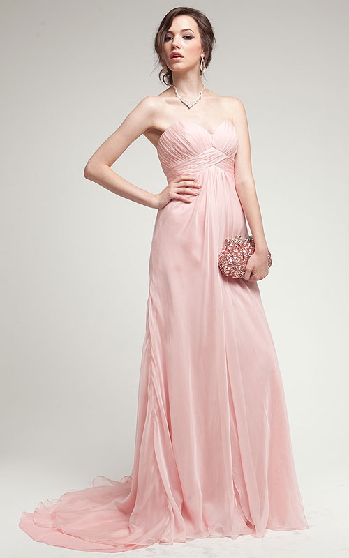 Strapless Double Layered Chiffon Formal Prom Dress — in alternative picture