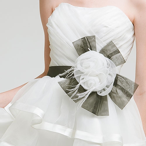Short Strapless Tiered Bridal Party Dress — in alternative picture