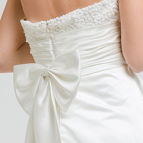 Bridal Satin Strapless Cocktail dress with beaded bodice  — in alternative picture