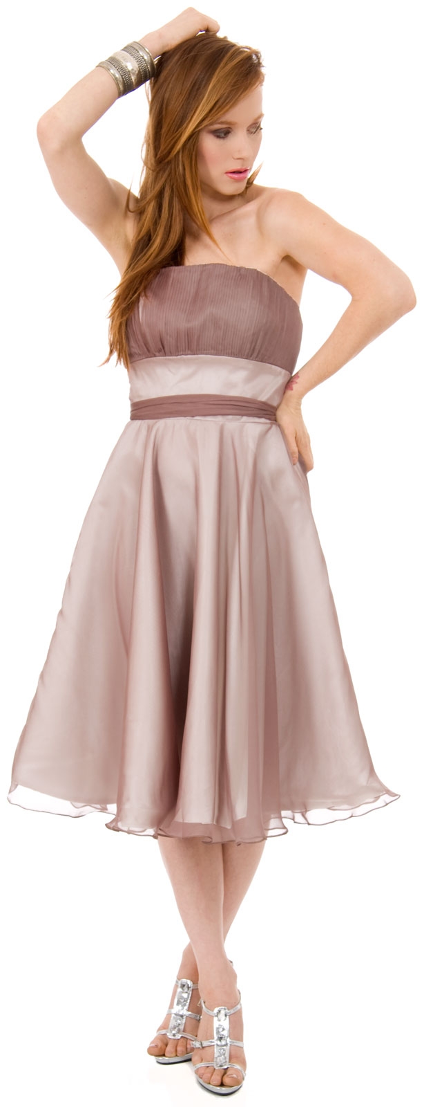 Strapless Bridesmaid dress with detachable sash — in Mocha