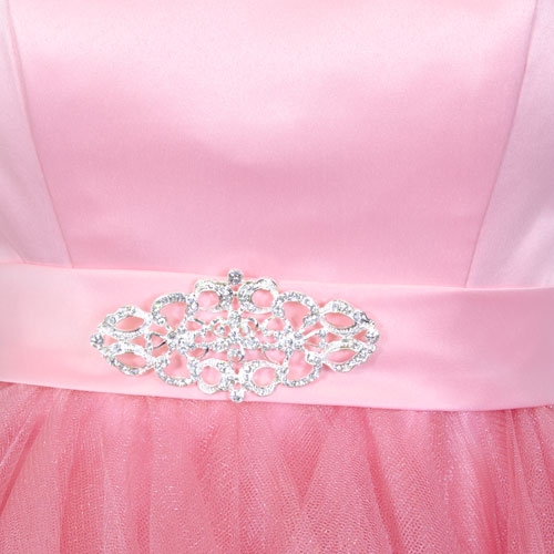 Strapless Satin Bust Party Dress with Shiny Mesh Skirt — in Dusty Rose