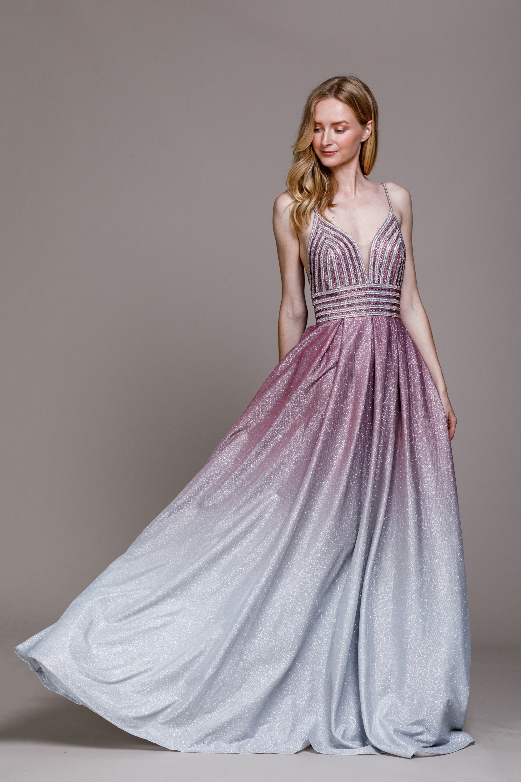 Empire Prom Gown with Spaghetti Straps