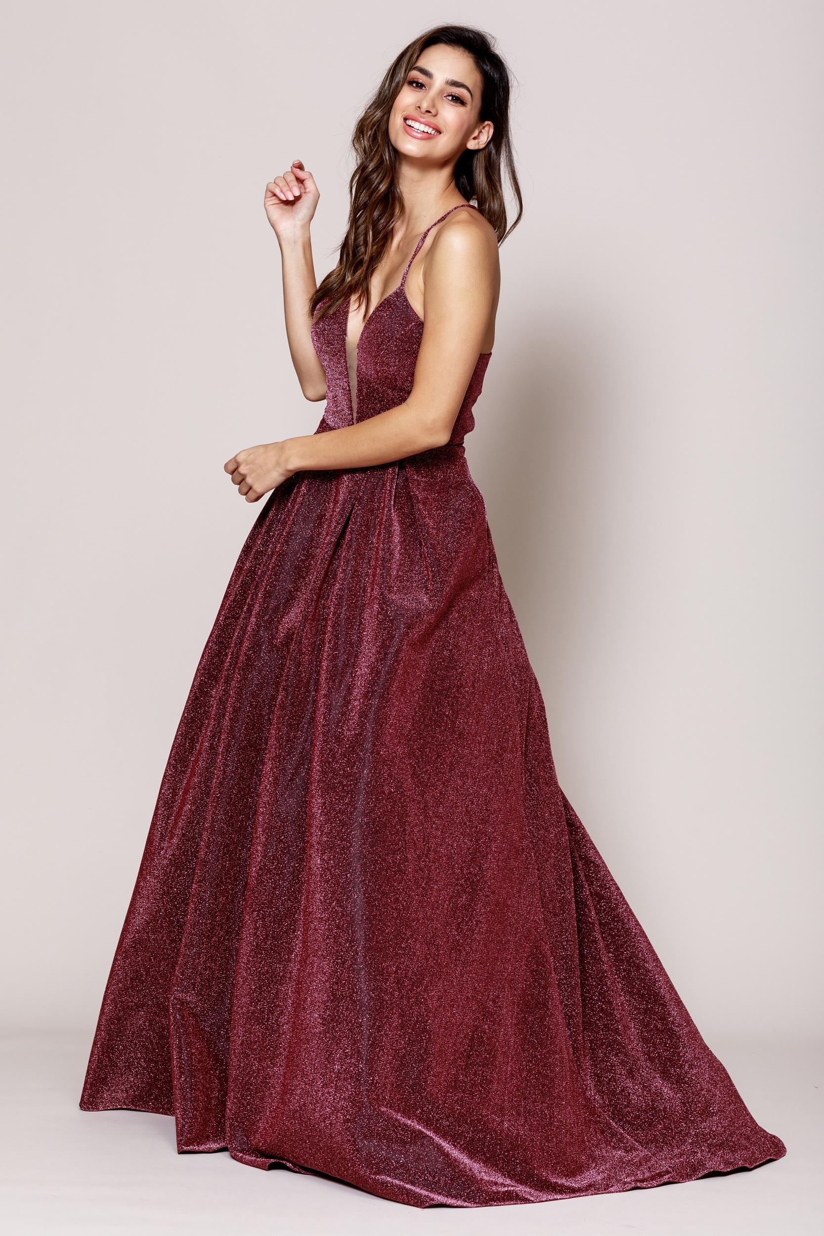 Glitter Prom Ball Gown with Corset Back