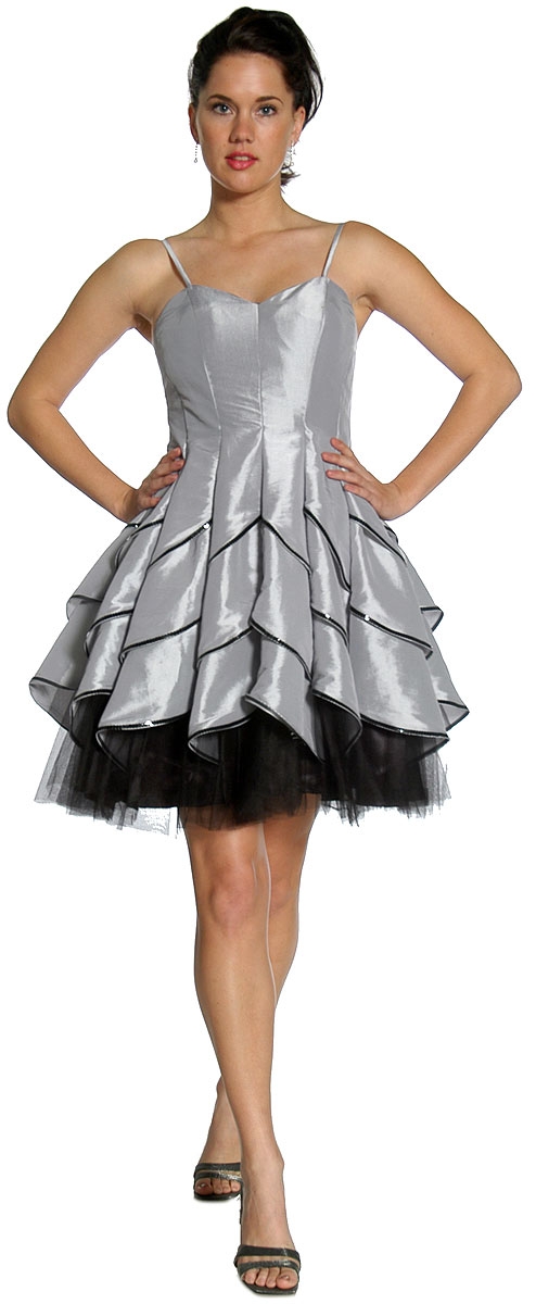 Spaghetti Party Dress with Ruffled Skirt