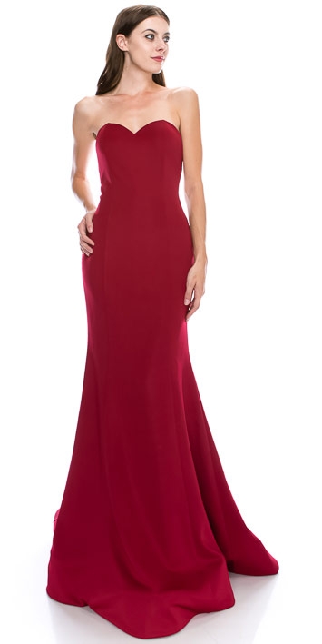 Strapless Sweetheart Neck Floor Length Formal Evening Dress — in Red