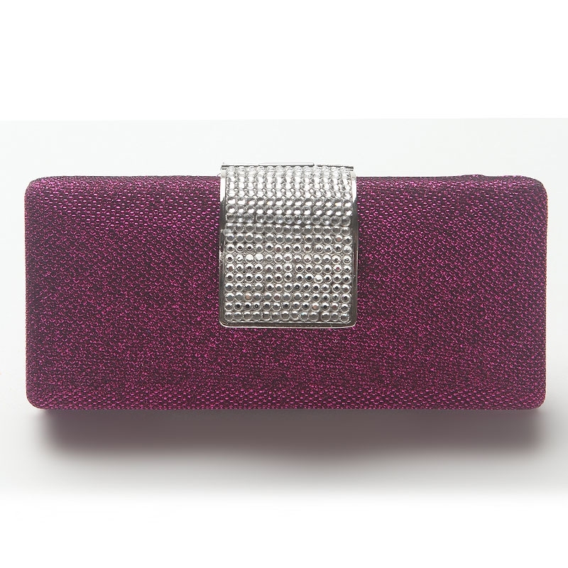 Glittery Metal Evening Bag with Rhinestones Clasp