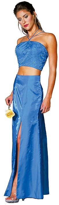 Midriff Thin Strapped Beaded Dress