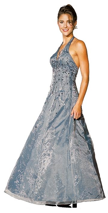 Halter Beaded Full Length Gown