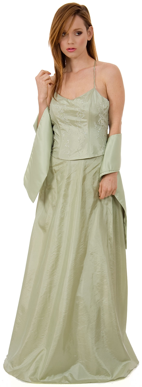 Criss Crossed 2 pc Beaded Formal Evening Dress — in alternative picture