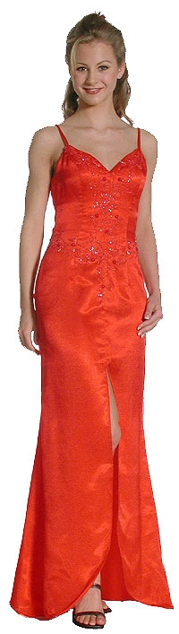 Transparent and Front Split Beaded Prom Dress