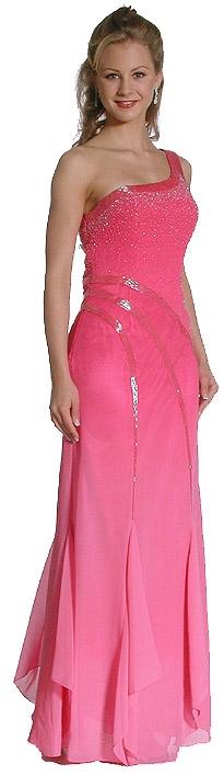 Asymmetrical One Shouldered Beaded Prom Dress