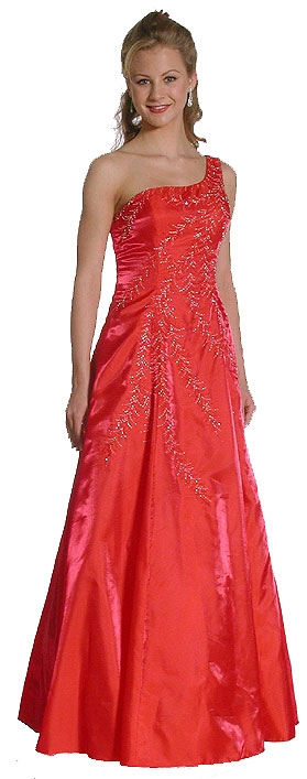 One Shouldered Stem Beaded Dress