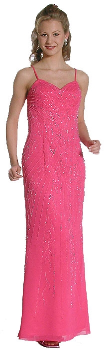 Fully Beaded Spaghetti Strapped Evening Prom Dress