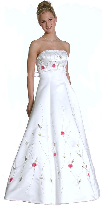 Floral Print and Crossed Back Bridal Gown