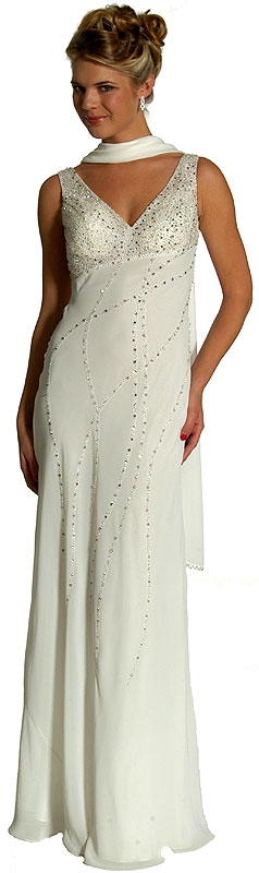 Beaded Sleeveless Straight Formal Prom Dress