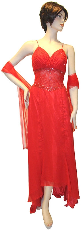 See-Thru Beaded Waist Prom Dress