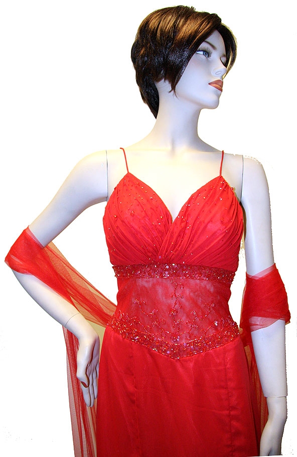 See-Thru Beaded Waist Prom Dress — in close up
