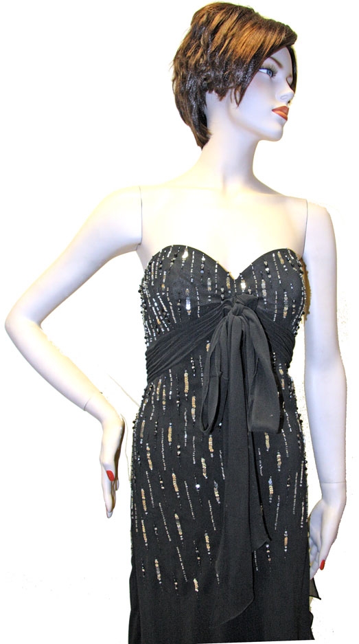 Empire Cut Prom Dress with Sash — in close up