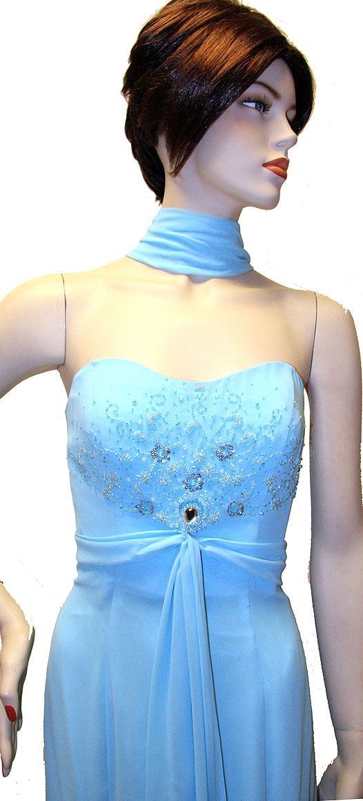 Strapless Prom Dress with Front Sash — in close up