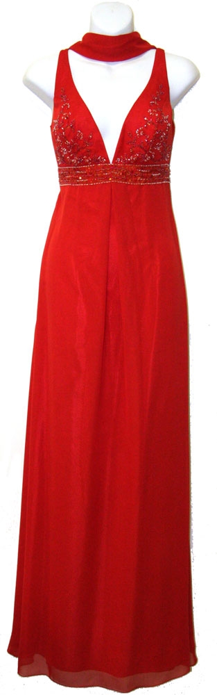 Empire Cut Red Prom Dress