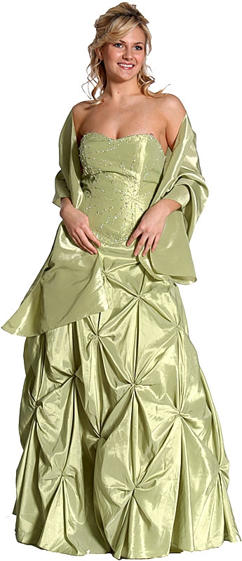 Strapless Beaded Prom Ball Gown