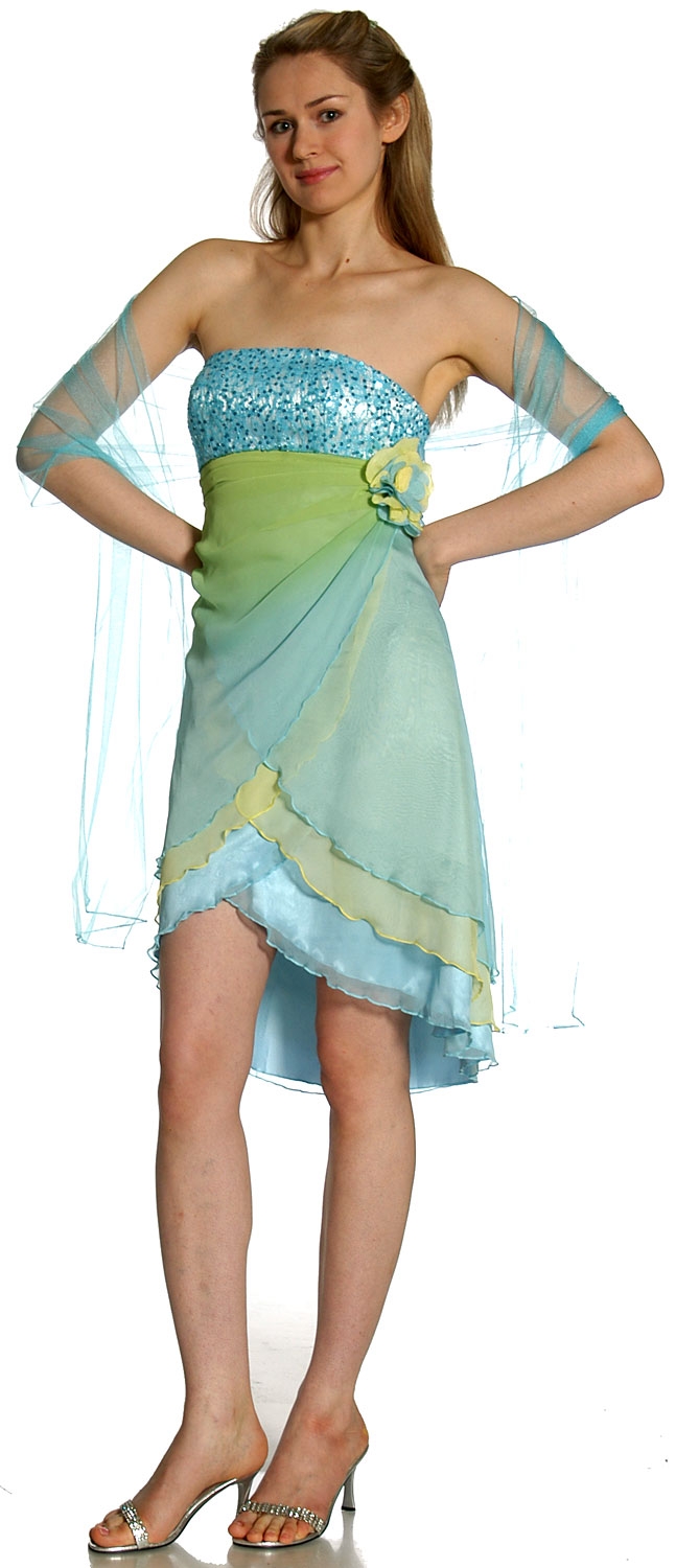 Short Wrap-around Prom Dress — in Light Blue alternative view