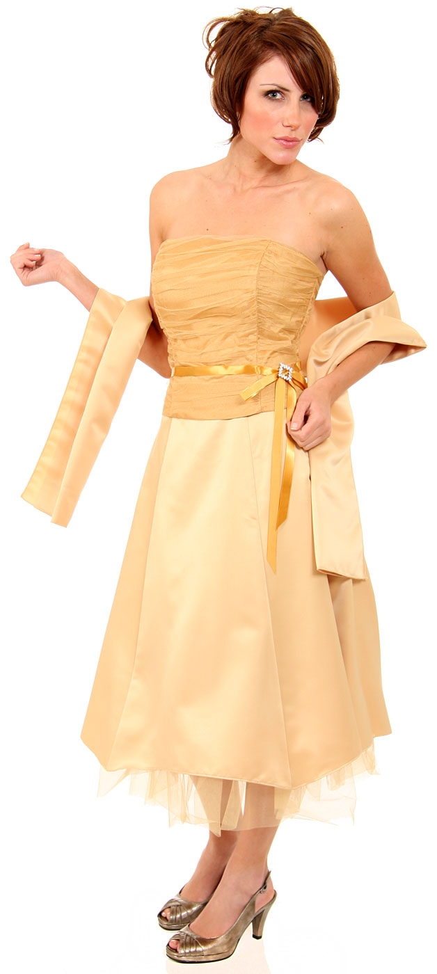 Net and Bow Shirred Bodice Short Party Dress
