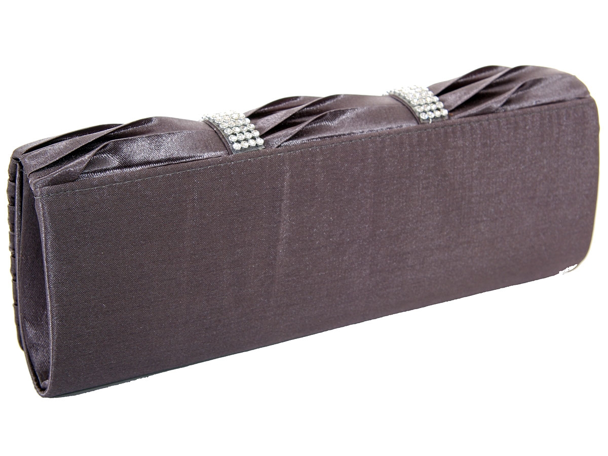 Rhinestone Embellished Satin Evening Bag in Gray — in alternative picture