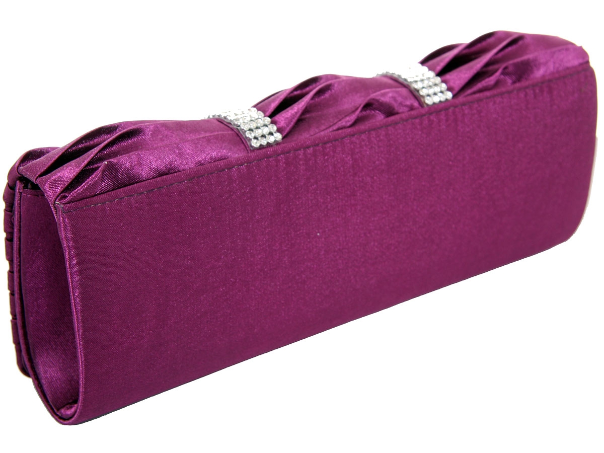 Rhinestone Embellished Satin Evening Bag in Purple — in alternative picture