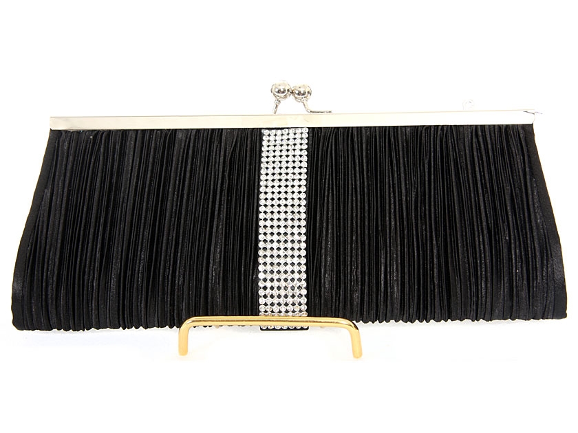 Ruched Elegance Evening Bag in Black