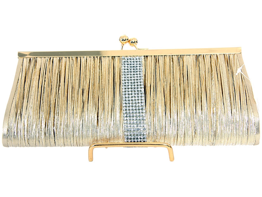 Ruched Elegance Evening Bag in Gold
