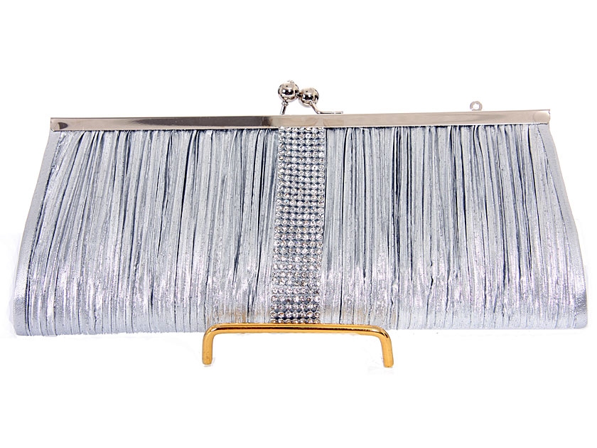 Ruched Elegance Evening Bag in Silver
