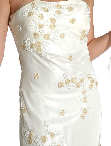 Formal Dress with Beaded Flower Patterns — in close up