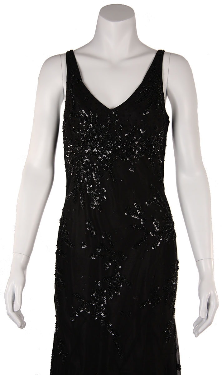 V-Neck Bottom Flared Cocktail Dress — in Closeup