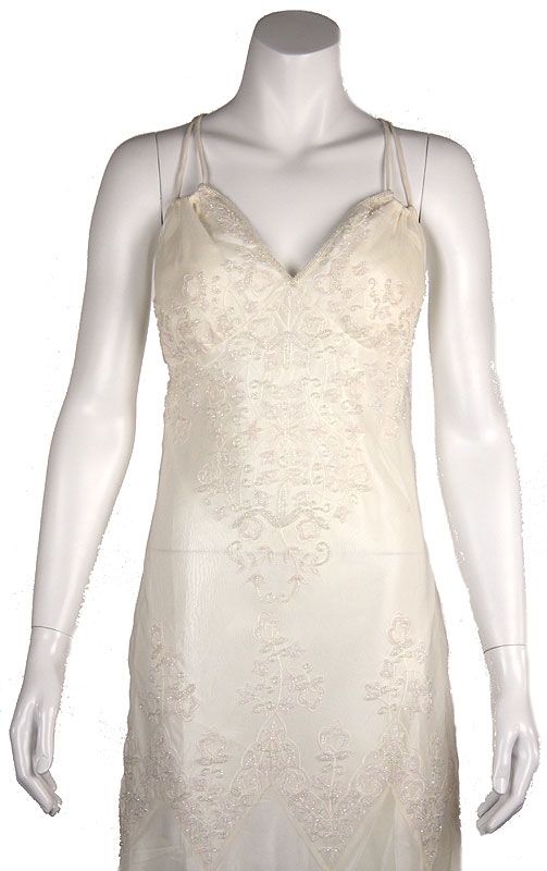 Floral Beaded Formal Dress — in Ivory color