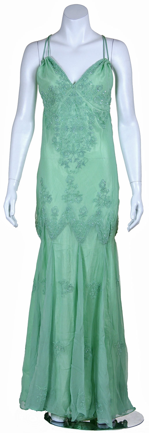 Floral Beaded Formal Dress — in Mint color
