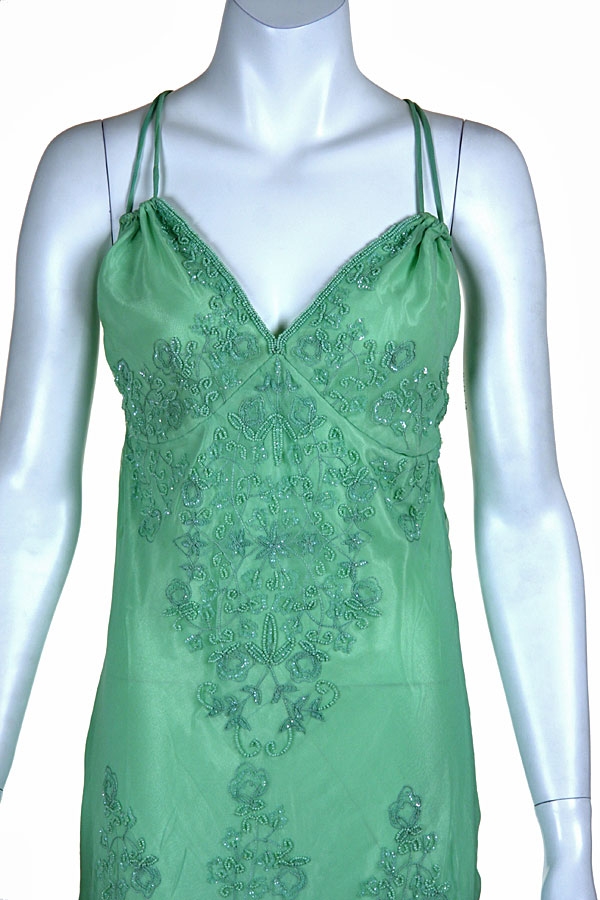 Floral Beaded Formal Dress — in closeup