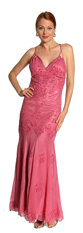 Floral Beaded Formal Dress — in Rose Pink