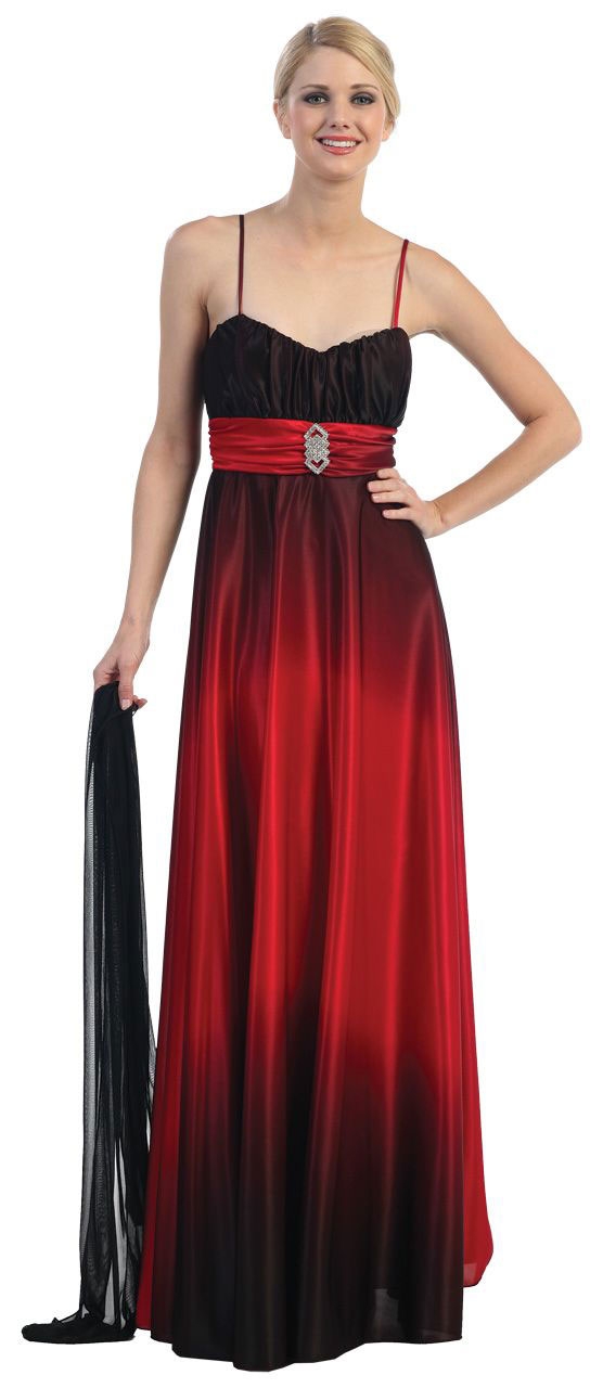 Two Toned Full Length Formal Dress with Empire Waistline