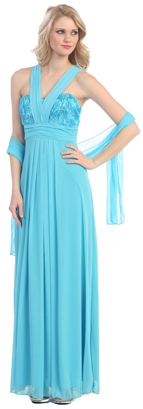 Long Formal Dress with Abstract Floral Detail