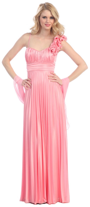 Floral Formal Dress with Abstract Lily Detail at Shoulder