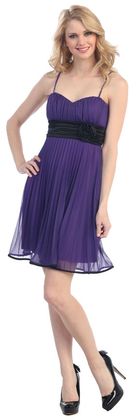 Pleated Short Bridesmaid Dress with Ruched Waistline