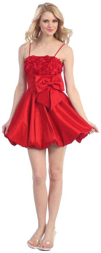 Bubble Short Prom Dress with Bow Accent