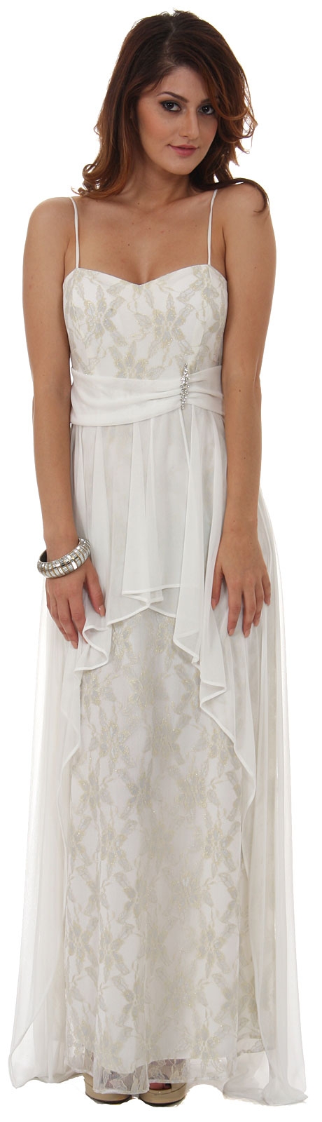 Sweetheart Neck Mesh Long Formal Dress with High Low Overlay