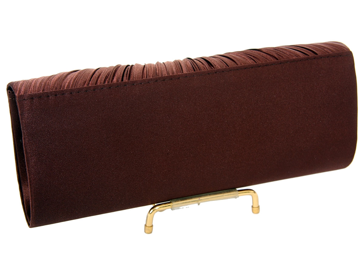 Satin Evening Bag Rhinestone Embellished in Coffee — in alternative picture